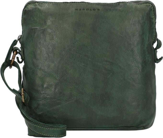 HAROLD'S Leren Schoudertas Submarine Postbag Upend Green Donkergroen