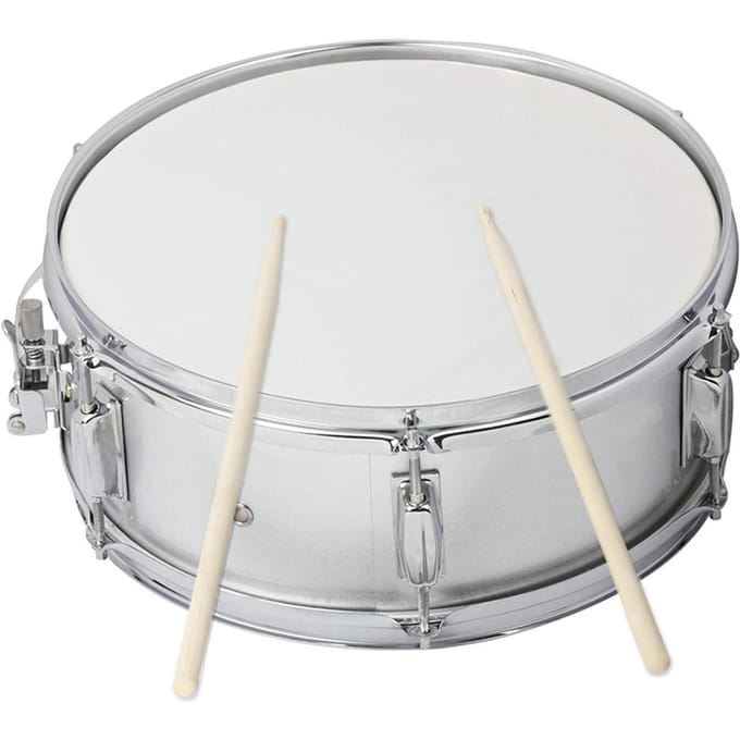 Professioneel Snaredrumvel 14 inch met Drumstok Drum Sleutel Riem voor Studentenband zilver