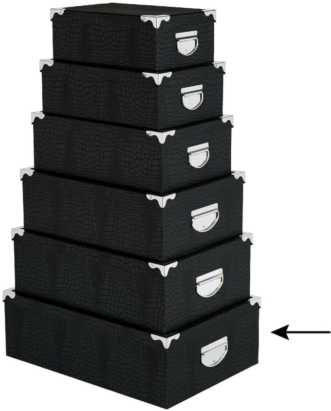 5Five Opbergdoos/box - 2x - zwart - L48 x B33.5 x H16 cm - Stevig karton - Crocobox