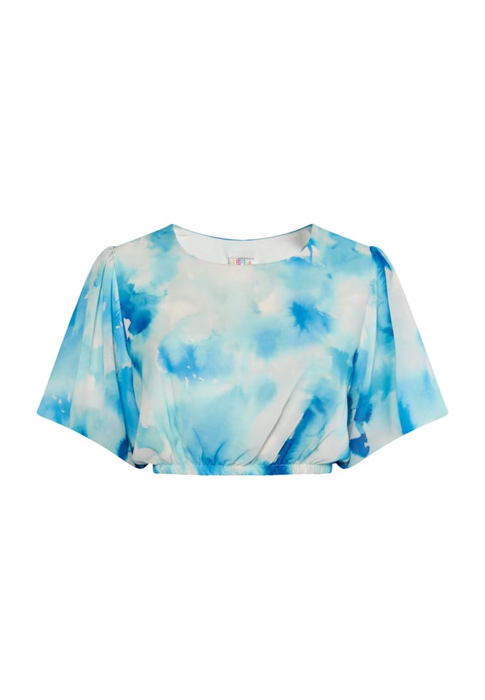 IZIA Blouse met tie-dye-patroon Dames Blauw Veelkleurig