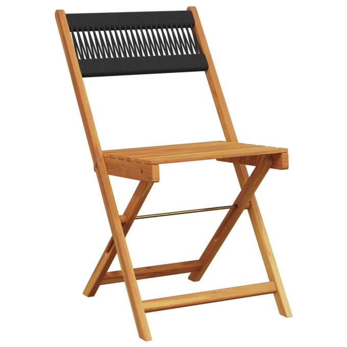vidaXL - Opklapbare - stoelen, - 8 - stuks, - zwart, - massief - acaciahout