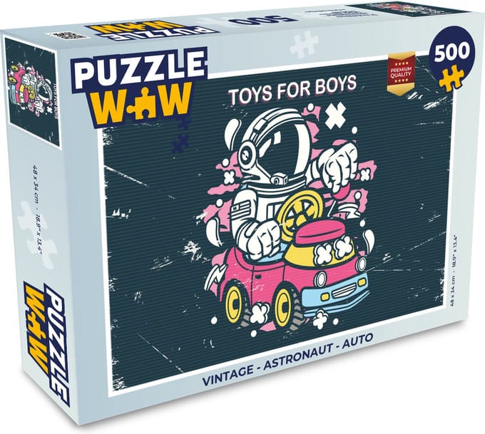 Puzzel Vintage - Astronaut - Auto - Legpuzzel - Puzzel 500 stukjes