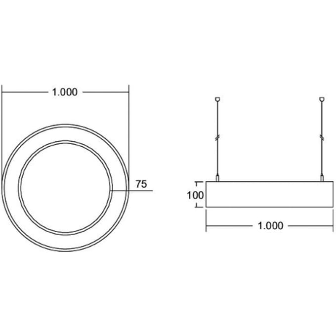 BRUMBERG Biro Cirkel Ring direct aan/uit 100cm zilver 3000 K