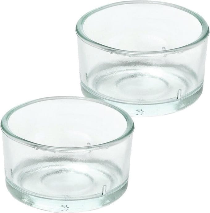 Trend Candles theelichthouder - 2x - glas - transparant - 4x3 cm - waxinelicht