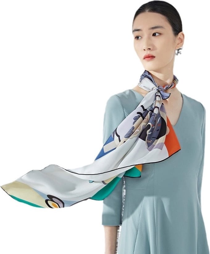 Sjaal Zijde – Dames – Dubbele Print – Zijde Twill