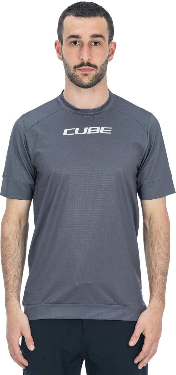 CUBE Fietsshirt ATX ROUND NECK JERSEY S/S DARK GREY M