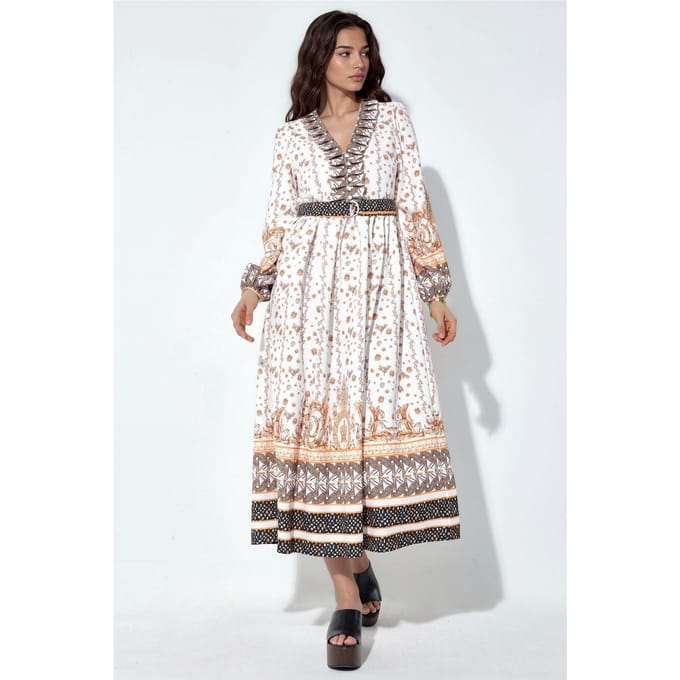 Florale Maxi Jurk met Ceintuur