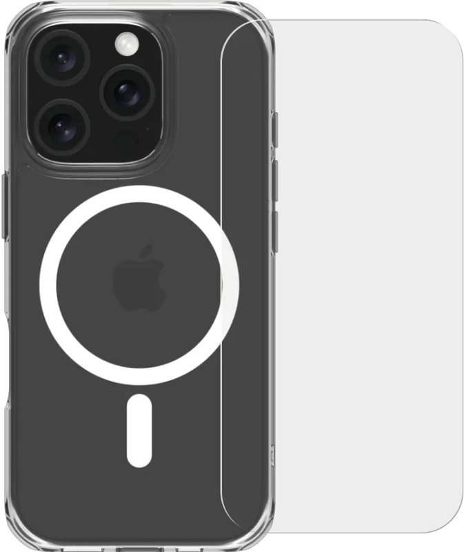 BlueBuilt Protective Back Cover met MagSafe iPhone 16 Pro + Screenprotector Glas