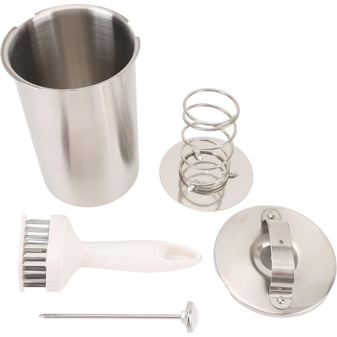 Gestoomde Vleesemmer Roestvrij Staal Keuken Spek Vlees Drukpan met Thermometer Type 1 L white