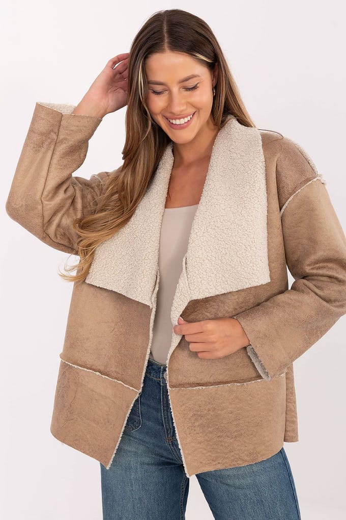 Cozy Shearling Jacket - Beige / One Size