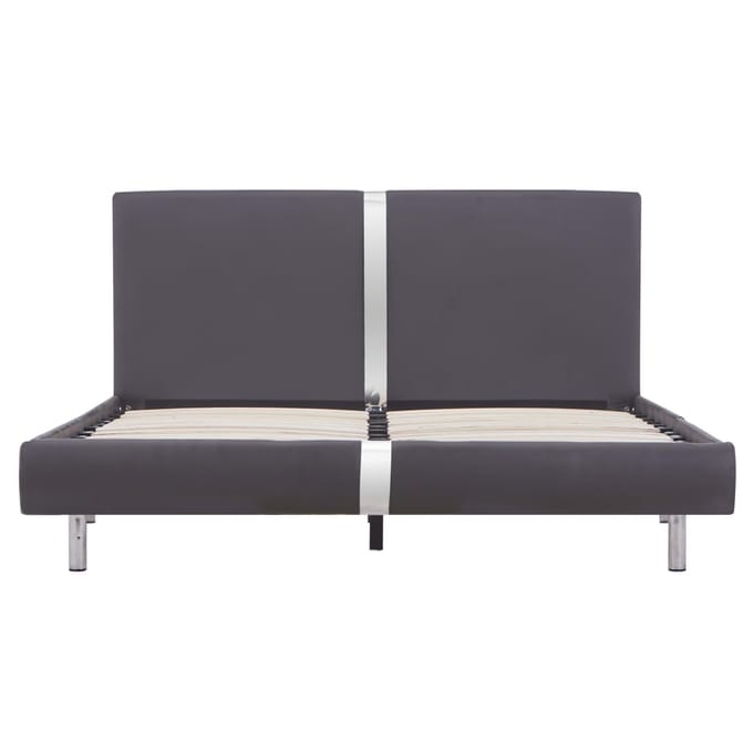 vidaXL - Bedframe - kunstleer - grijs - 140x200 - cm