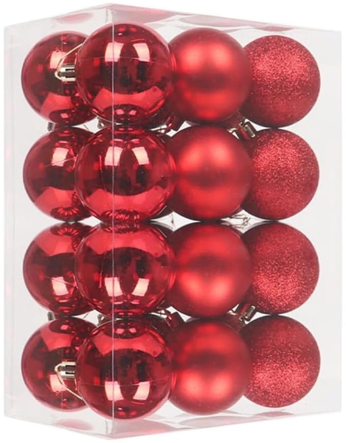 Dailygoods - 24-Delige Set Kerstballen Rood - 3 cm Onbreekbare Kerstversiering