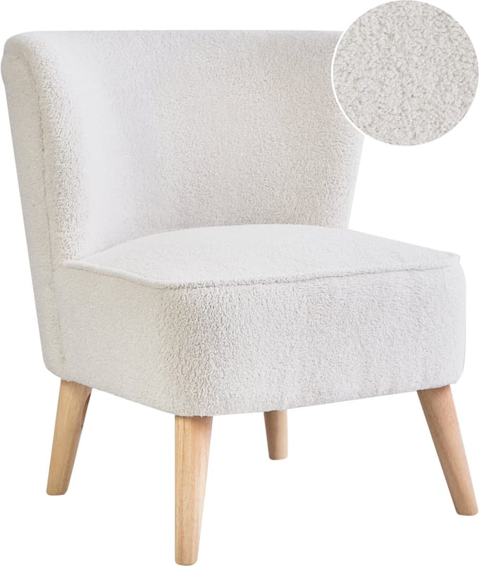 ALVEN - Fauteuil - Gebroken wit - Bouclé