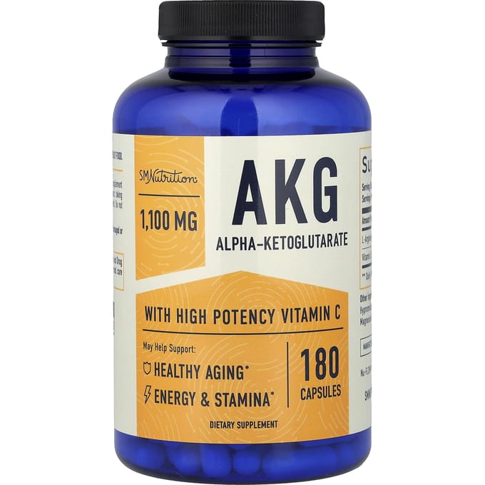 SMNutrition, Contenant de la Vitamine C AKG, 180 Capsules