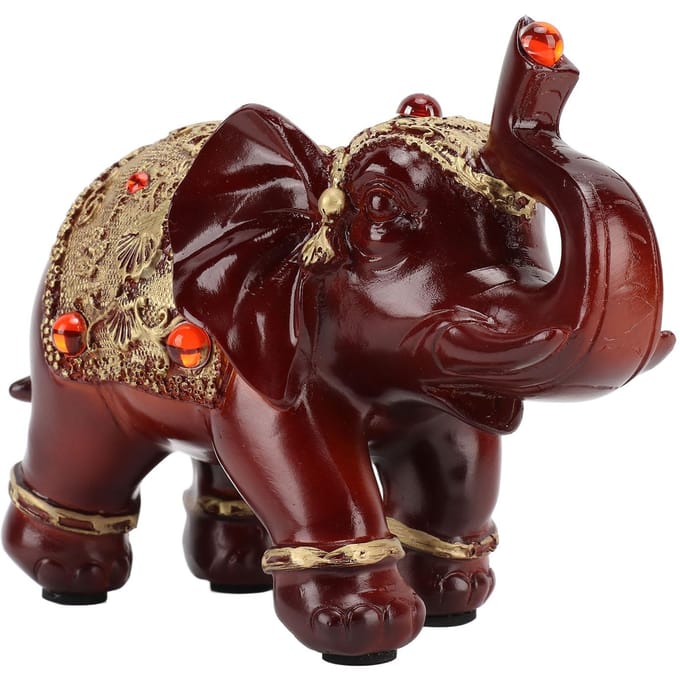 Olifantenbeeld Duurzame Hars Schattig Elegant Trek Rijkdom aan Ronde Hoek Olifant Decor voor Thuis black