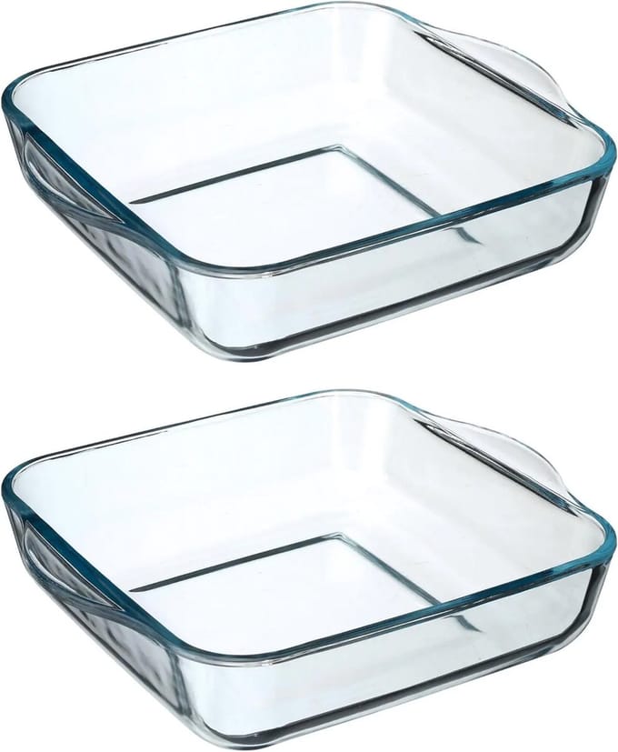 Secret de Gourmet - 2x - Ovenschaal vierkant - Transparant glas - 22 x 6 cm