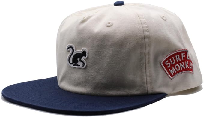 Surf Monkey 5-panel pet voor heren/dames - 100% biologisch katoen - One size (wit)