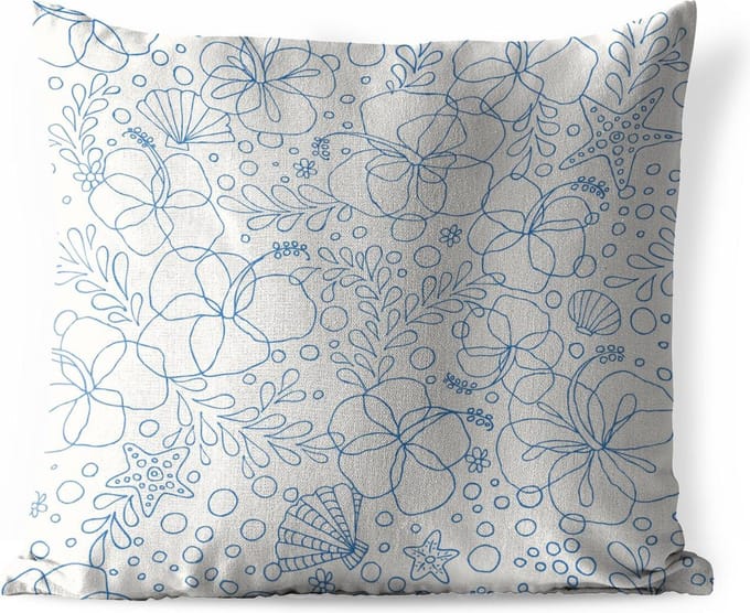 Buitenkussen - Zomer - Bloemen - Blauw - 45x45 cm - Weerbestendig