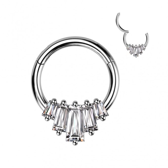 Piercing PVD 5 Baguette 1.2x10 - zilver - LMPiercings