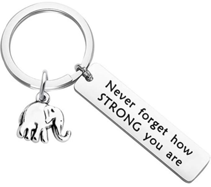 Hypify - Sleutelhanger Olifant met Tekst - Zilver - Motivatie