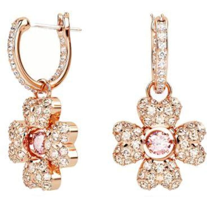 Boucles d'oreilles créoles fleur Swarovski 5674212 Rose Gold|F|Shopping Bag white