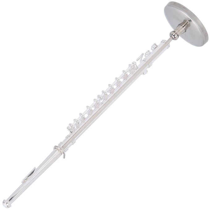 Koperen Miniatuur Fluit met Standaard Mini Muziekinstrument Model Accessoire Cadeau (Zilver) white