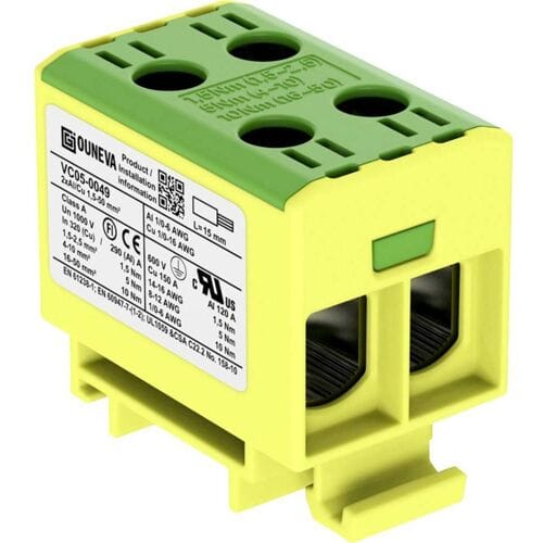 Ouneva Group VC05-0049 Verdeelblok Schroeven Geel-groen 1 stuk(s)