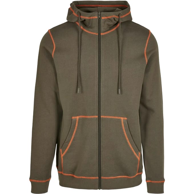 Urban Classics - Organic Contrast Flatlock Stitched Vest met capuchon - S - Groen