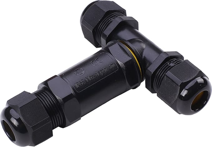 5-pin T-vormige kabelverbinder waterdicht IP68 kabeldikte 4-8mm
