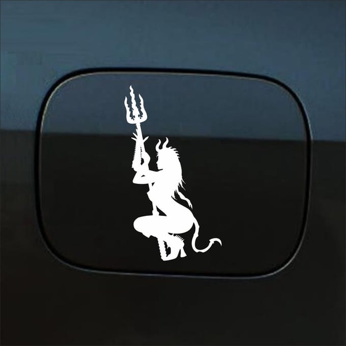 Bumpersticker - Duivel - 13,2 X 6,1 - Wit
