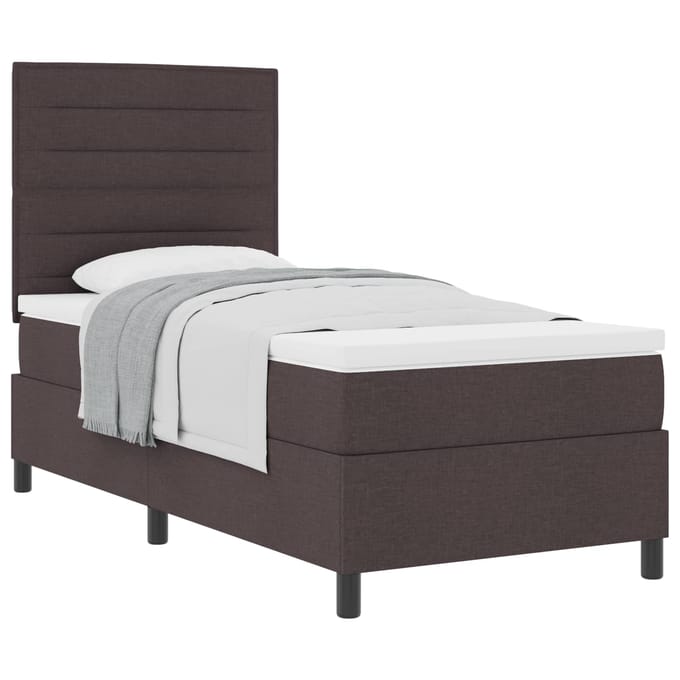 vidaXL - Boxspring - bed - met - matras - Donkerbruin - 100 - x - 200 - cm - Stof