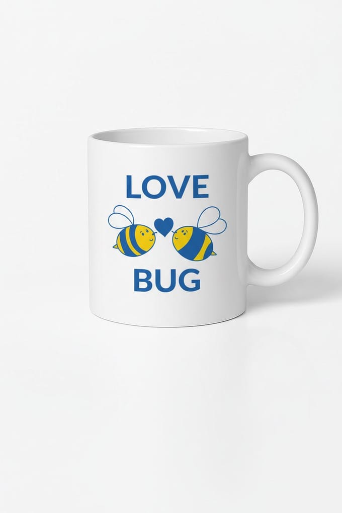 Love Bug Mok met Schattige Bijen & Hartje - Liefdevol Cadeau voor Geliefden