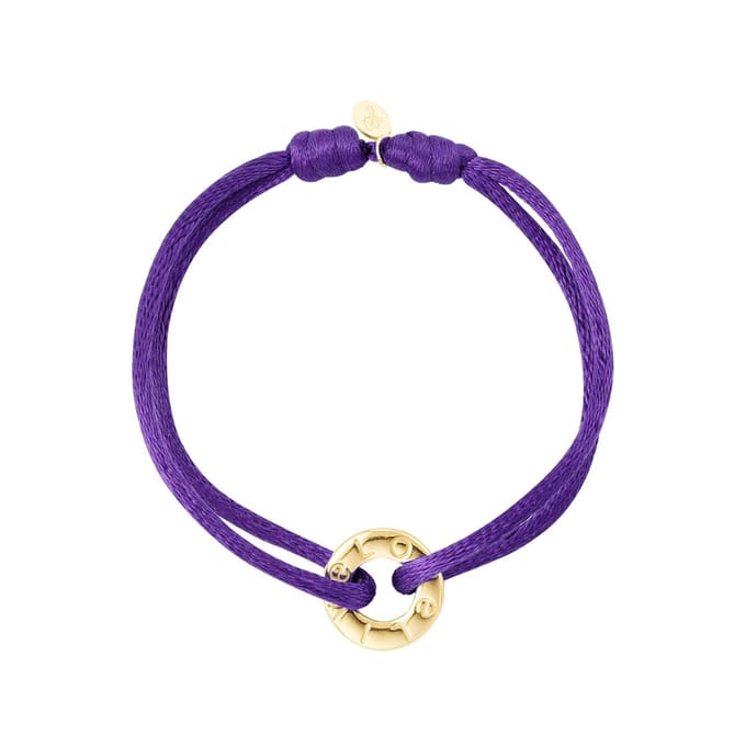 Yehwang - Bracelet color cord - Armband - 16 cm - Paars/Goud - Satijn