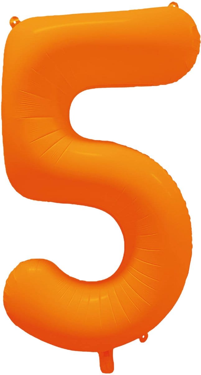 Riethmüller - Folieballon cijfer 5 - neon oranje - 86 cm