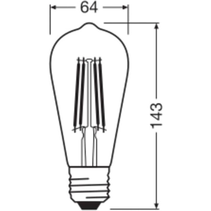 OSRAM LED Vintage 1906 Edison, goud, E27, 7,2 W, 824, dimbaar.