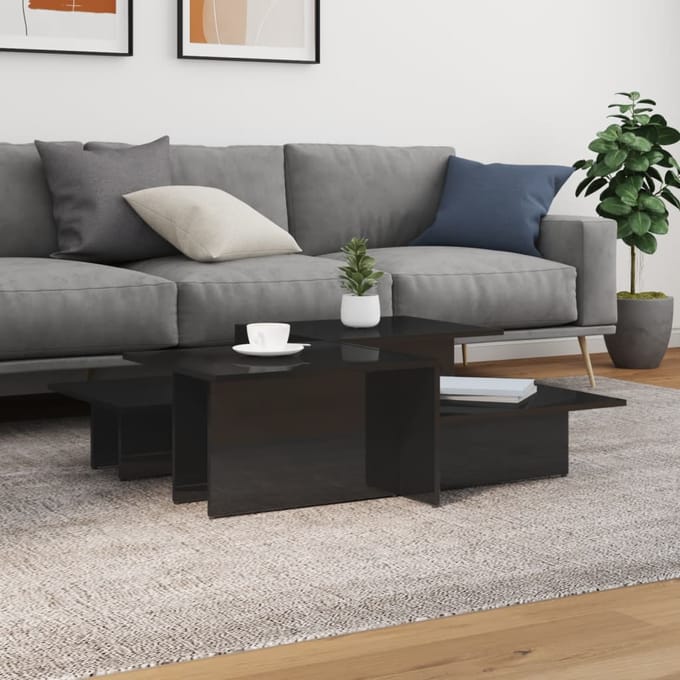 vidaXL - Salontafels - 2 - st - bewerkt - hout - hoogglans - zwart