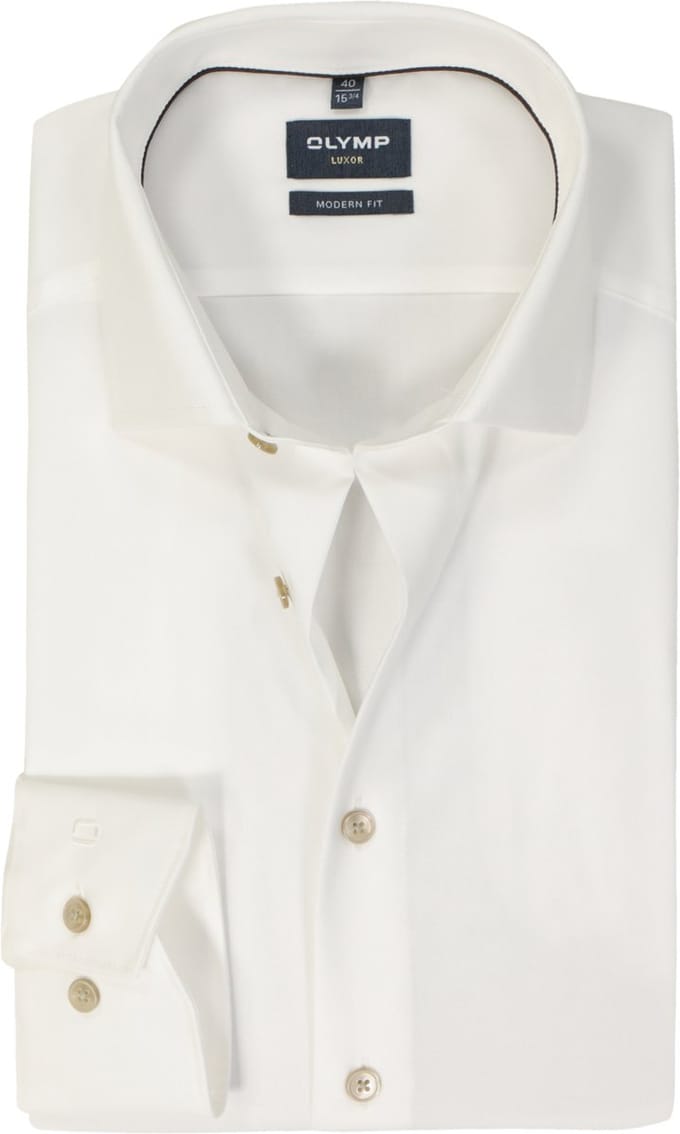 OLYMP modern fit overhemd - popeline - beige - Strijkvrij - Boordmaat: 45