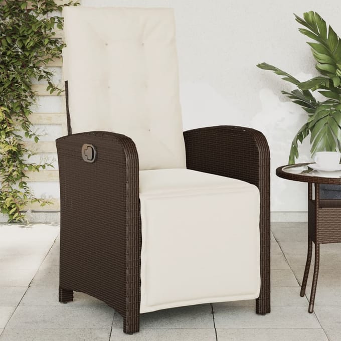 vidaXL - Tuinstoel - verstelbaar - met - voetensteun - poly - rattan - bruin