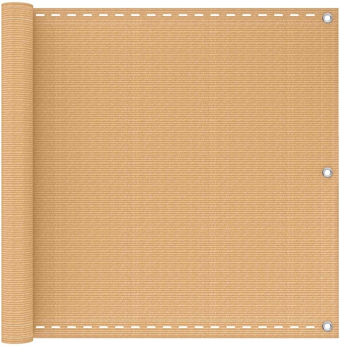 vidaXL - Balkonscherm - Rechthoekig - 75 - x - 600 - cm - HDPE - en - Aluminium - Zand