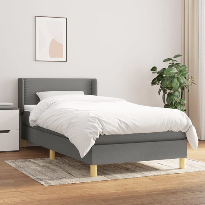 vidaXL - Boxspring - met - matras - stof - donkergrijs - 80x200 - cm