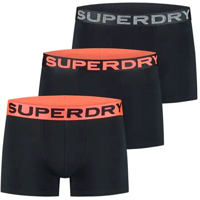 Superdry BOXER TRIPLE PACK Heren Onderbroek - Black/Orange