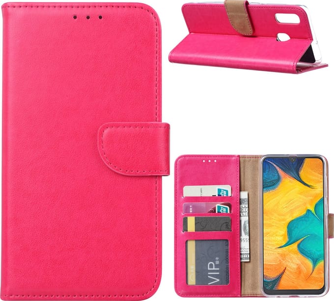 Ntech Portemonnee hoesje met Pasjesruimte Geschikt Voor Samsung Galaxy A30 - Roze