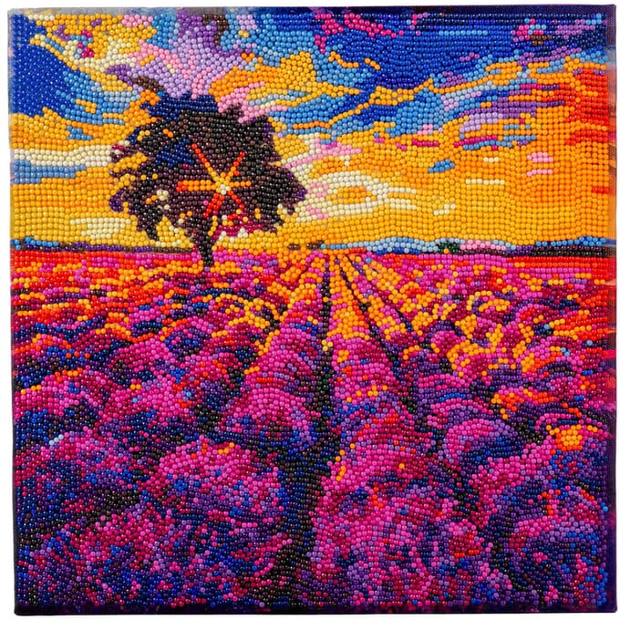 Diamond Painting "Crystal Art Kit", 30 x 30 cm - Lavender Field