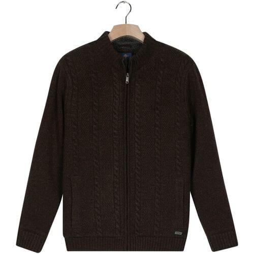 Baileys Vest Lined Cable Pattern Full Zip Wool Blend Dark Brown / male