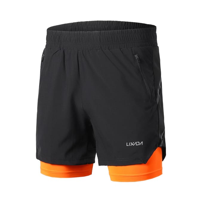 Lixada Heren 2 in 1 hardloopshort Sneldrogend Ademend Actieve trainingsoefening Jogging Marathon XXL veelkleurig