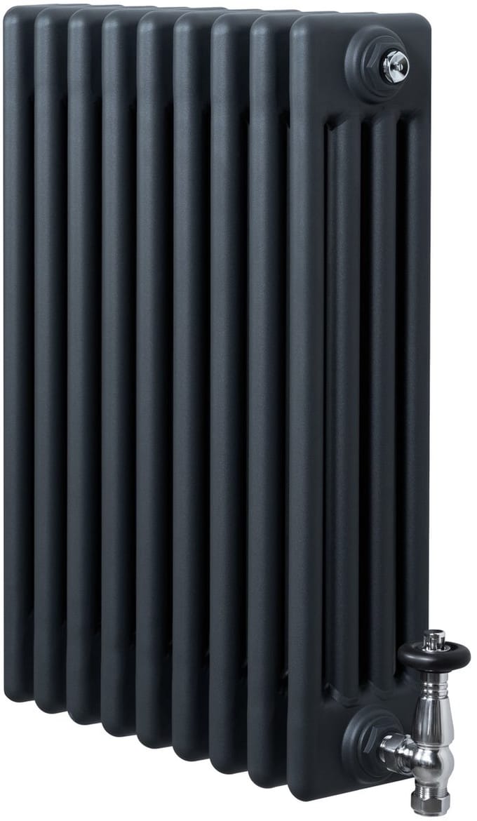 4-kolomsradiator - grijs - 600x425 mm - thermostaatkraan