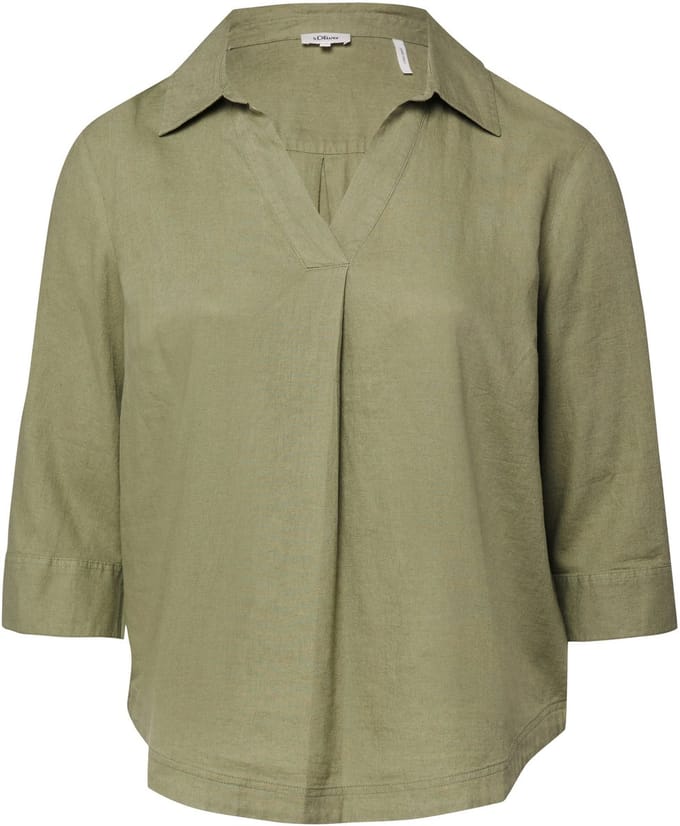 s.Oliver - female - Linnen blouse met 3/4 mouwen en omslag