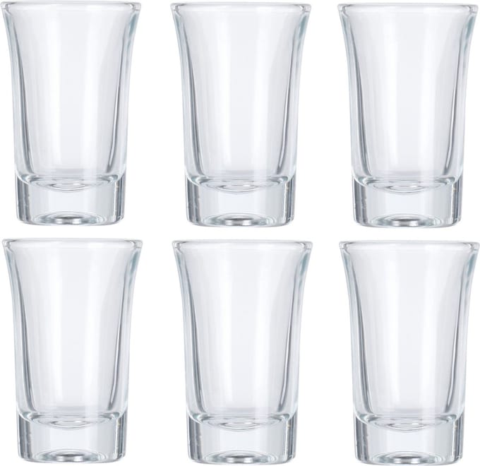 Excellent Houseware Shotglazen/borrelglaasjes - 6x stuks - glas - transparant - 40 ml