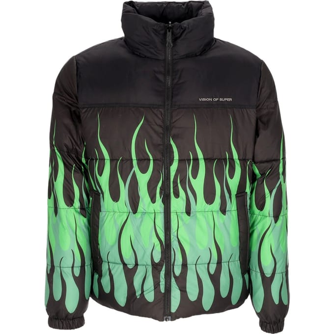 Flames Jacket Heren donsjack Zwart/groen