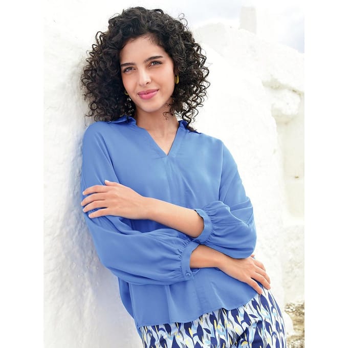 Blouse 3/4-mouwen Van Peter Hahn blauw